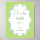 Green Blue Scalloped Frame Bridal Drinks Poster (Vorne)