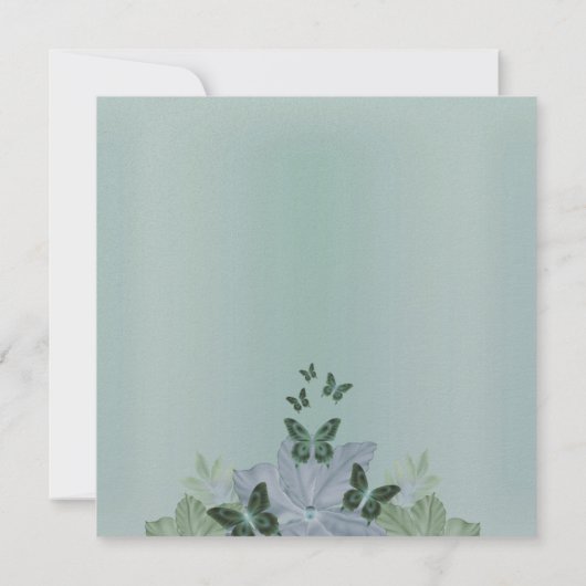 Green & Blue Shimmer Schmetterling Sweet 16 Einlad Einladung (Rückseite)