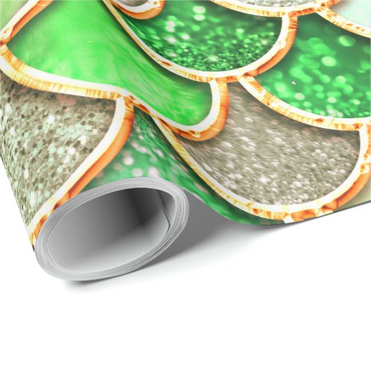 Green Blue Shiny Ombre Glitzer Mermaid Scales Geschenkpapier (Rolleneckpunkt)