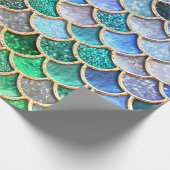Green Blue Shiny Ombre Glitzer Mermaid Scales Geschenkpapier (Ecke)
