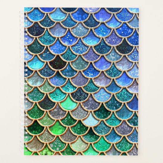 Green Blue Shiny Ombre Glitzer Mermaid Scales Planer (Vorderseite)
