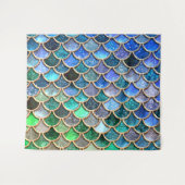 Green Blue Shiny Ombre Glitzer Mermaid Scales Wandteppich (Vorderseite (Horizontal))