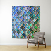 Green Blue Shiny Ombre Glitzer Mermaid Scales Wandteppich (Beispiel)