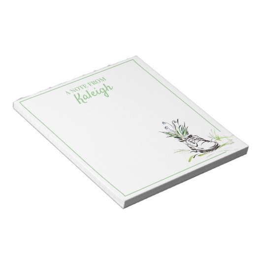 Green Blue Shoe Blume Planter for Gardener Notizblock (angewinkelt)