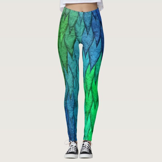 Green Blue Snake Scales Leggings (Vorderseite)