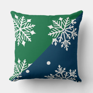 Green/Blue Snowflake Designer Kissen