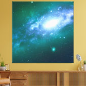 Green Blue Spinning Galaxy Stretched Canvas Print Leinwanddruck (Insitu (Wohnzimmer))