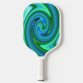 Green Blue Swirl Coole Abstrakte Psychedelic Custo Pickleball Schläger (Rückseite)