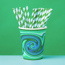 Green Blue Swirl - Cooles Abstraktes Trippy Neon P Pappbecher