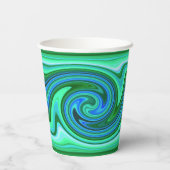 Green Blue Swirl - Cooles Abstraktes Trippy Neon P Pappbecher (Rückseite)