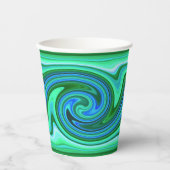 Green Blue Swirl - Cooles Abstraktes Trippy Neon P Pappbecher (Vorderseite)