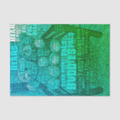 Green Blue Teddy Bear Freunde Embedded Word Cloud Seidenpapier (Vorderseite)