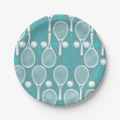 Green Blue Tennis Racket Pattern Spieler Geburtsta Pappteller (Vorderseite)