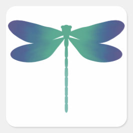 Green-Blue-Thin-Dragonfly-Gradient-Sticker Quadratischer Aufkleber