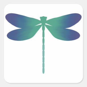 Green-Blue-Thin-Dragonfly-Gradient-Sticker Quadratischer Aufkleber
