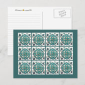 Green-Blue-Tile Postkarte (Vorne/Hinten)