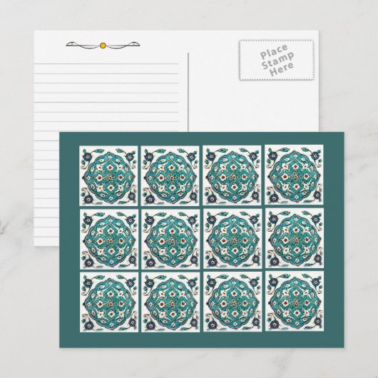 Green-Blue-Tile Postkarte (Vorne/Hinten)