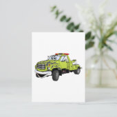 Green Blue Tow Truck Cartoon Postkarte (Stehend Vorderseite)