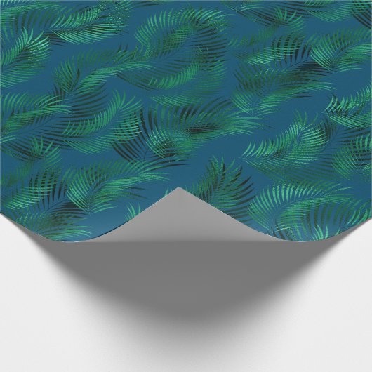 Green Blue Tropical-Blätter Geschenkpapier (Ecke)