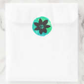 Green Blue Tropical Blume Runder Aufkleber (Tasche)