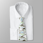 Green, Blue und Black Mustache Design Krawatte (Gebunden)