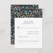 Green Blue und Gold Wedding RSVP (Vorne/Hinten)