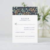 Green Blue und Gold Wedding RSVP Karte (Stehend Vorderseite)