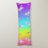 Green & Blue Unicoron Rainbow Body Kissen (Rückseite (Vertikal))