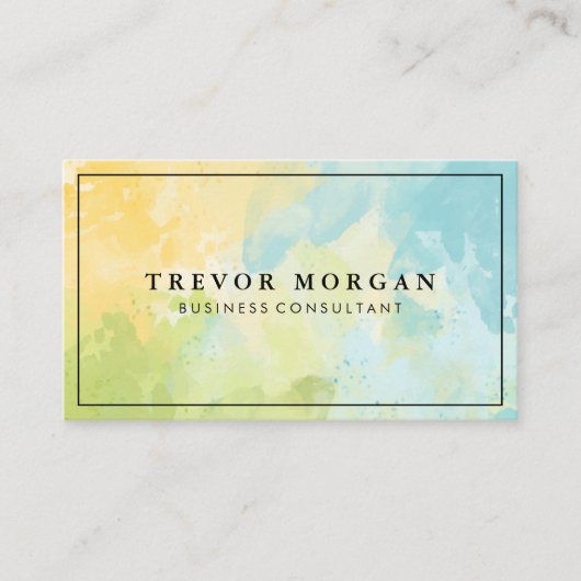 Green Blue Watercolor Blend Textur Visitenkarte (Vorderseite)