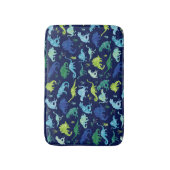 Green Blue Watercolor Dinosaurier Silhouette Kinde Badematte (Vorderseite Vertikal)