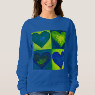 Green Blue Watercolor Herzstück Kunst Sweatshirt