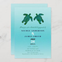Green Blue Watercolor Ocean Sea Turtles Verlobung