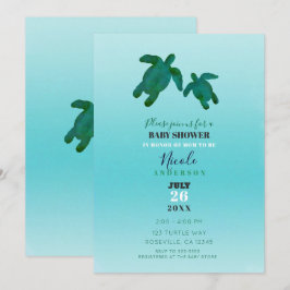 Green Blue Watercolor Ocean Turtles BABY SHOWER Einladung