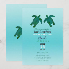 Green Blue Watercolor Ocean Turtles Brautparty Einladung
