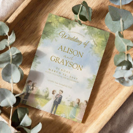 Green Blue White Sky Watercolor Outdoor Wedding Einladung