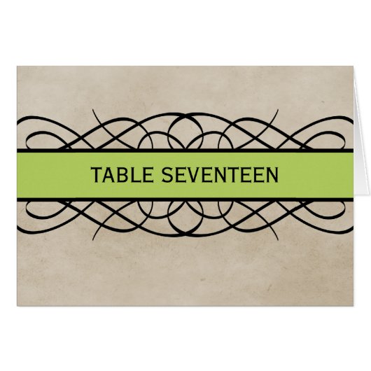 Green Blüh Border Tischnummer Card (Vorderseite (Horizontal))