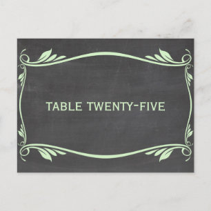 Green Blüh Chalkboard Tischnummer Postkarte