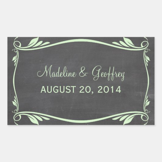 Green Blüh Chalkboard Wedding Stickers (Vorderseite)