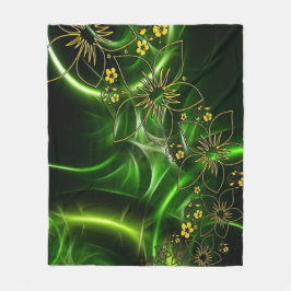 Green Blume Fleece Blanket