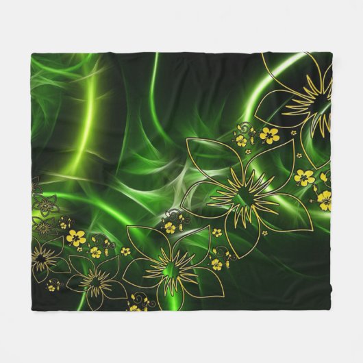 Green Blume Fleece Blanket (Vorderseite (Horizontal))