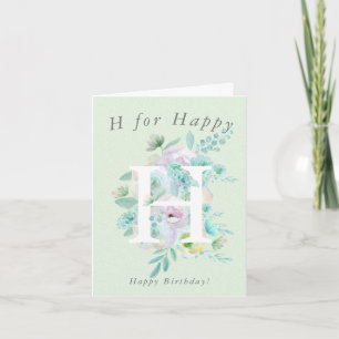 Green Blume H for Happday Card 2 Karte