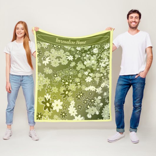 Green Blume & Leaf-Muster personalisieren Fleecedecke (Beispiel)