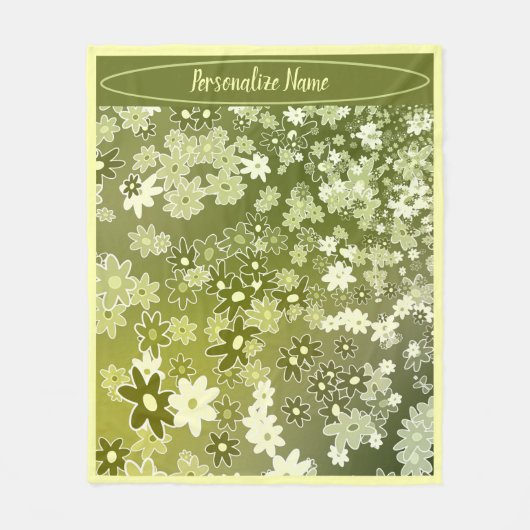 Green Blume & Leaf-Muster personalisieren Fleecedecke (Vorderseite)