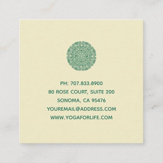 Green Blume Mandala Yoga Treuekarte (Rückseite)
