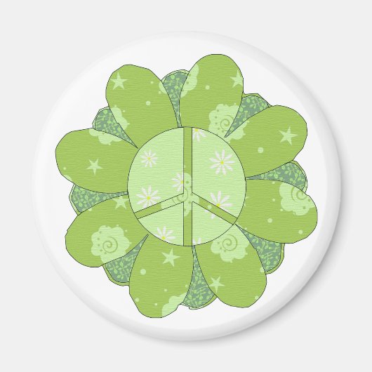 Green Blume Peace Sign Magnet (Vorne)