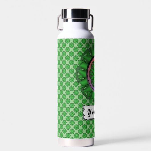 Green Blume Ribbon von Kenneth Yoncich Trinkflasche (Vorne)