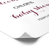 Green Blush Burgundy Bloral Baby Dusche Willkommen Poster (Ecke)