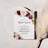 Green Blush Burgundy Bloral Bridal Brunch Einladung