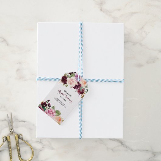 Green Blush Burgundy Brautparty Geschenkanhänger (Mit Garn)