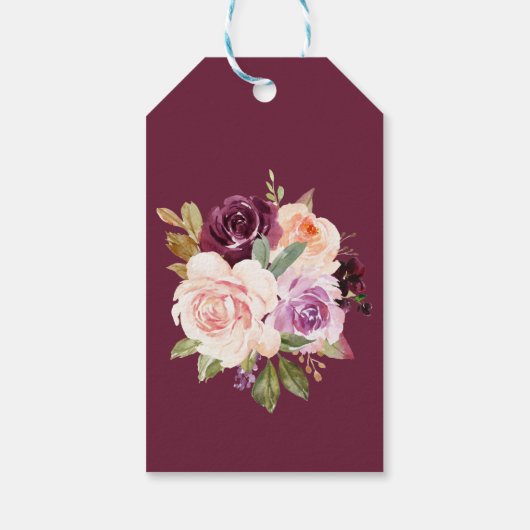 Green Blush Burgundy Brautparty Geschenkanhänger (Rückseite)